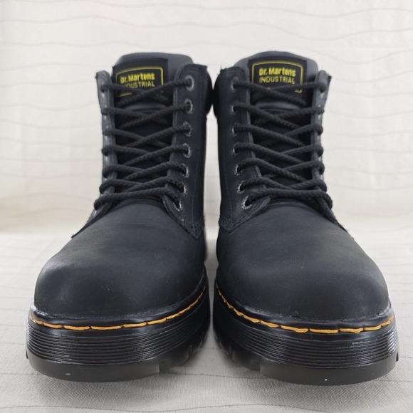 Dr Martens Mens Industrial Black Leather Soft Toe Work Boots ASTM F2892-11 Sz 8
